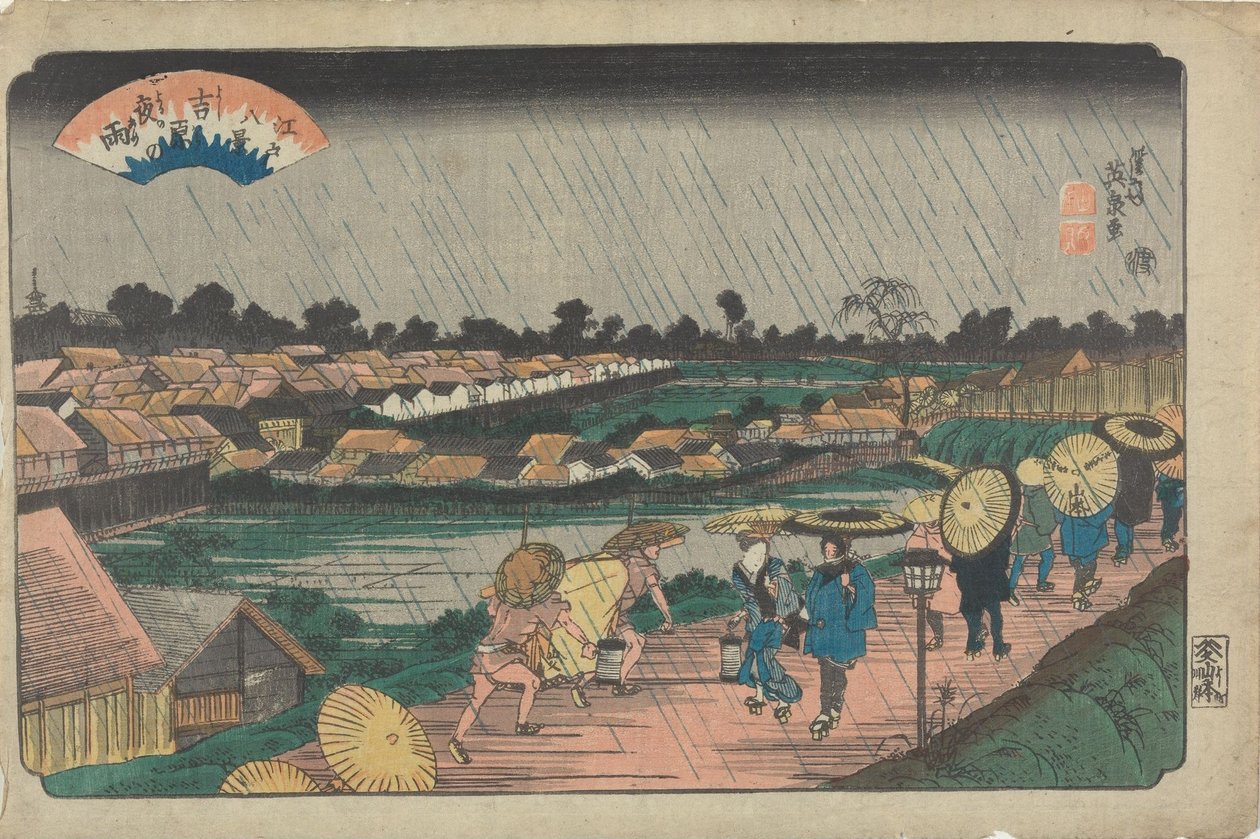 Natteregn i Yoshiwara af Keisai Eisen