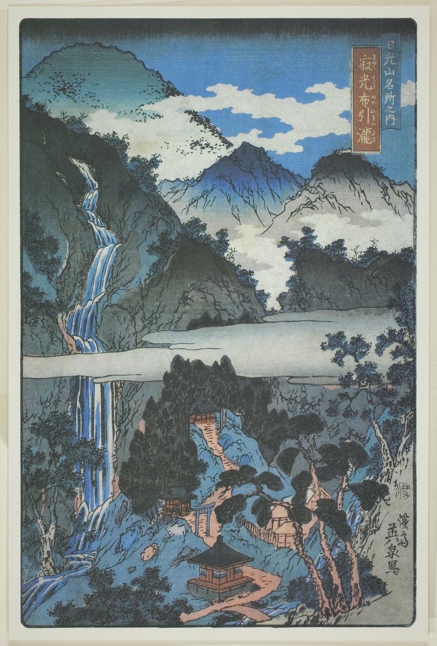 Nunobiki-vandfald ved Jakko-helligdommen (Jakko Nunobiki no taki), fra serien "Naturskønne steder i Nikkos bjerge (Nikkosan meisho no uchi)" af Keisai Eisen