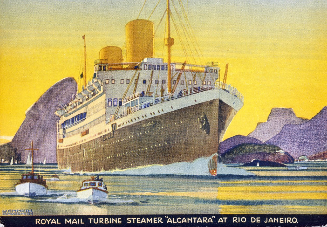 Postkort, der forestiller Royal Mail Turbine Steamer 