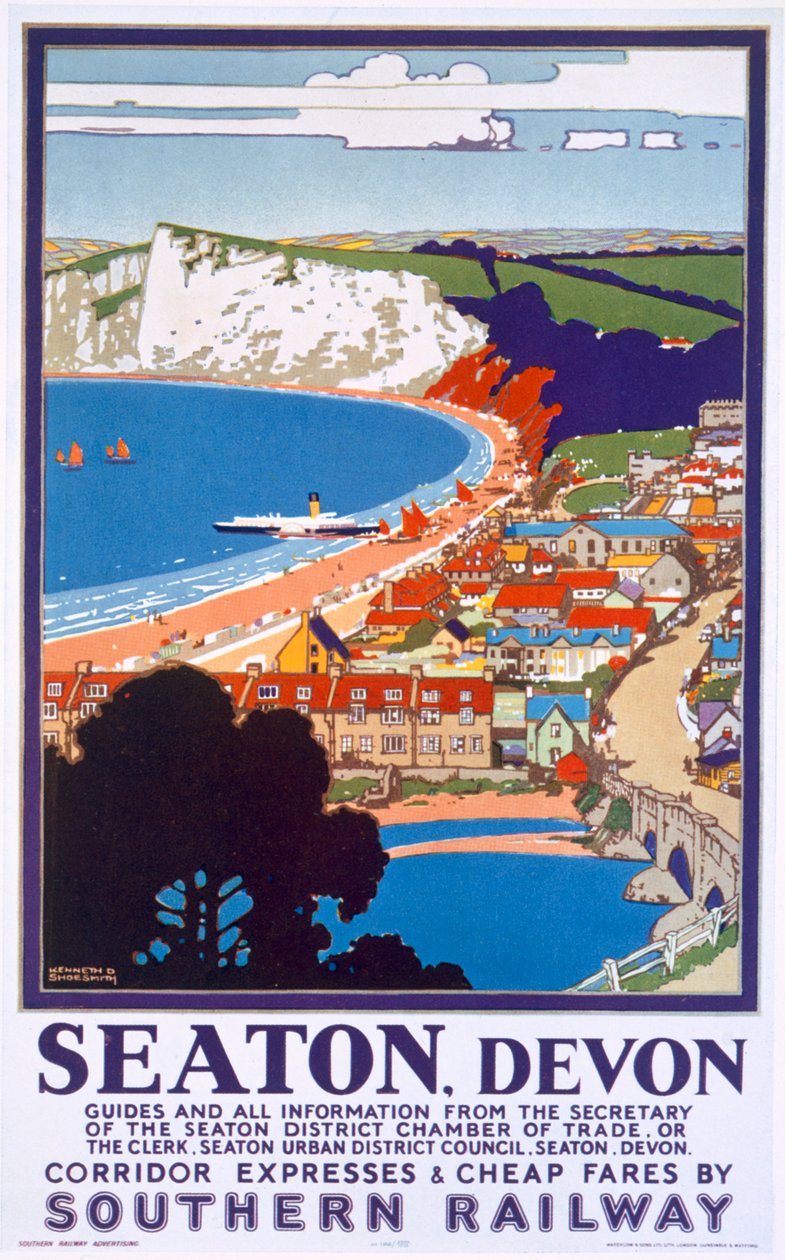 Seaton, Devon, plakat, der reklamerer for Southern Railway af Kenneth Shoesmith