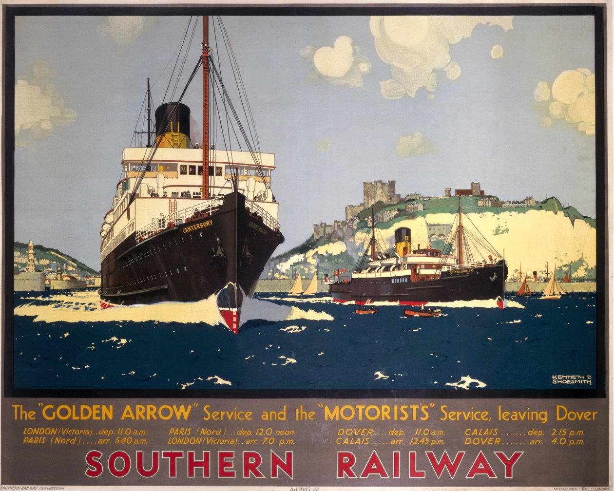 The Golden Arrow Service og Bilist Service Leaving Dover af Kenneth Shoesmith