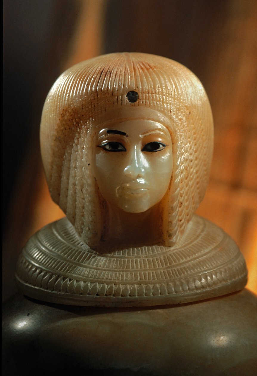 Canoptic Jar cover i form af Kiya, en sekundær hustru til Farao Akhenaten, muligvis den..., 2009 (foto) af Kenneth Garrett