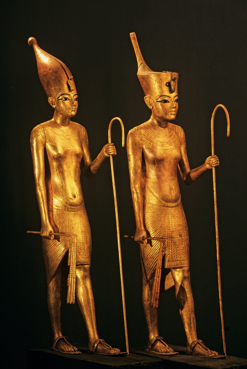 Forgyldte træfigurer af farao Kong Tut, Tutankhamon, 2009 (foto) af Kenneth Garrett