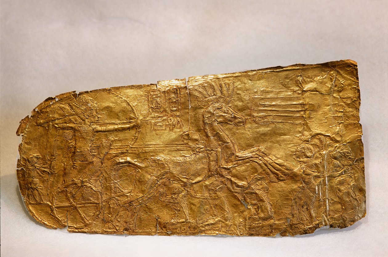 Guldpanel fra Tutankhamons grav, Det Nye Rige, 2002 (foto) af Kenneth Garrett