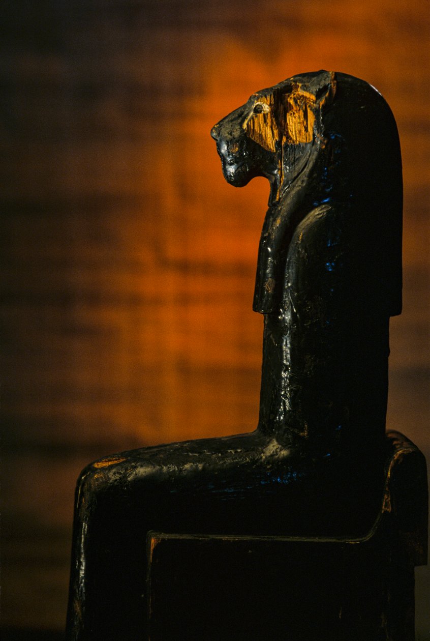 Statue af den leoninske gudinde, Amenhotep II; Leonine Goddess; KV 35; Træ, 2009 (foto) af Kenneth Garrett