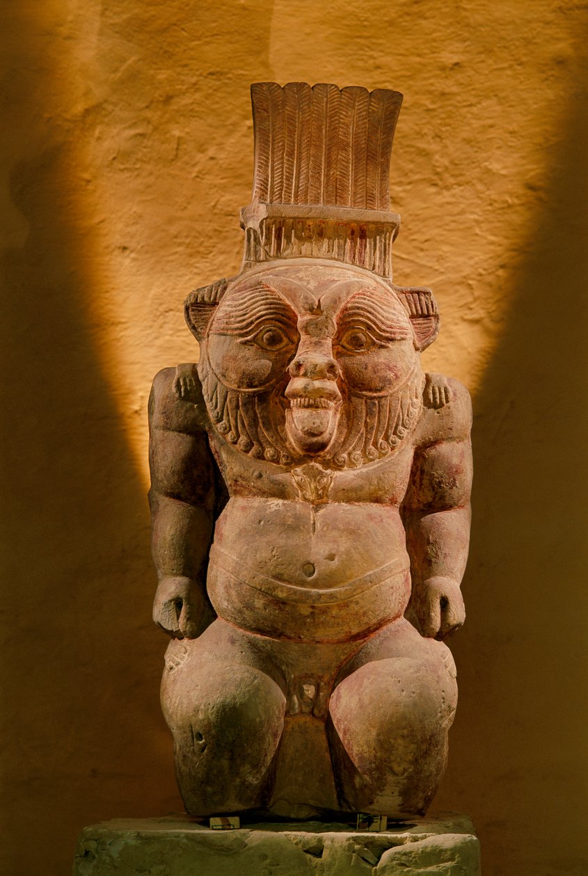 Kalkstensstatue af guden Bes, sen periode, 2002 (foto) af Kenneth Garrett