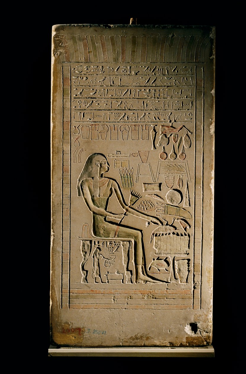 Kalkstensstele af Lady Senetities, Egyptian Museum, Cairo, 2002 (foto) af Kenneth Garrett