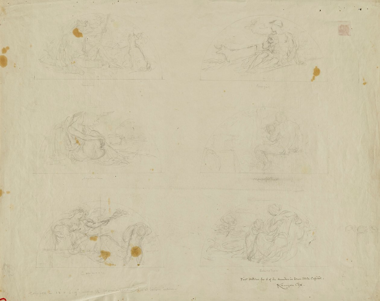 (Iowa State Capitol Rotunda) (studie til Six Lunettes) af Kenyon Cox