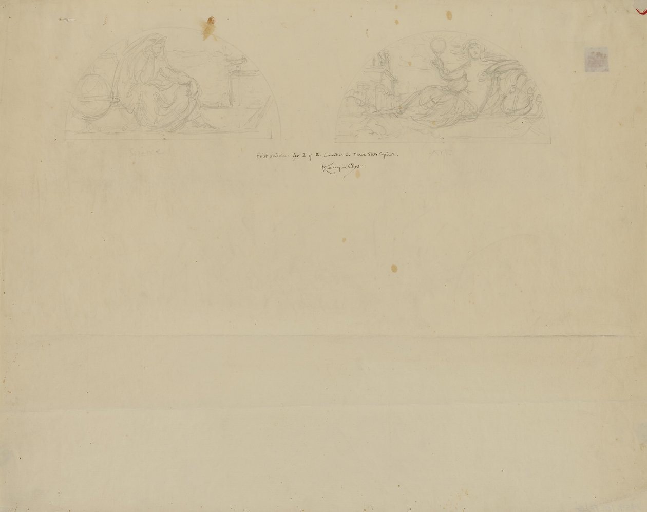 (Iowa State Capitol Rotunda) (studie til to lunetter) af Kenyon Cox