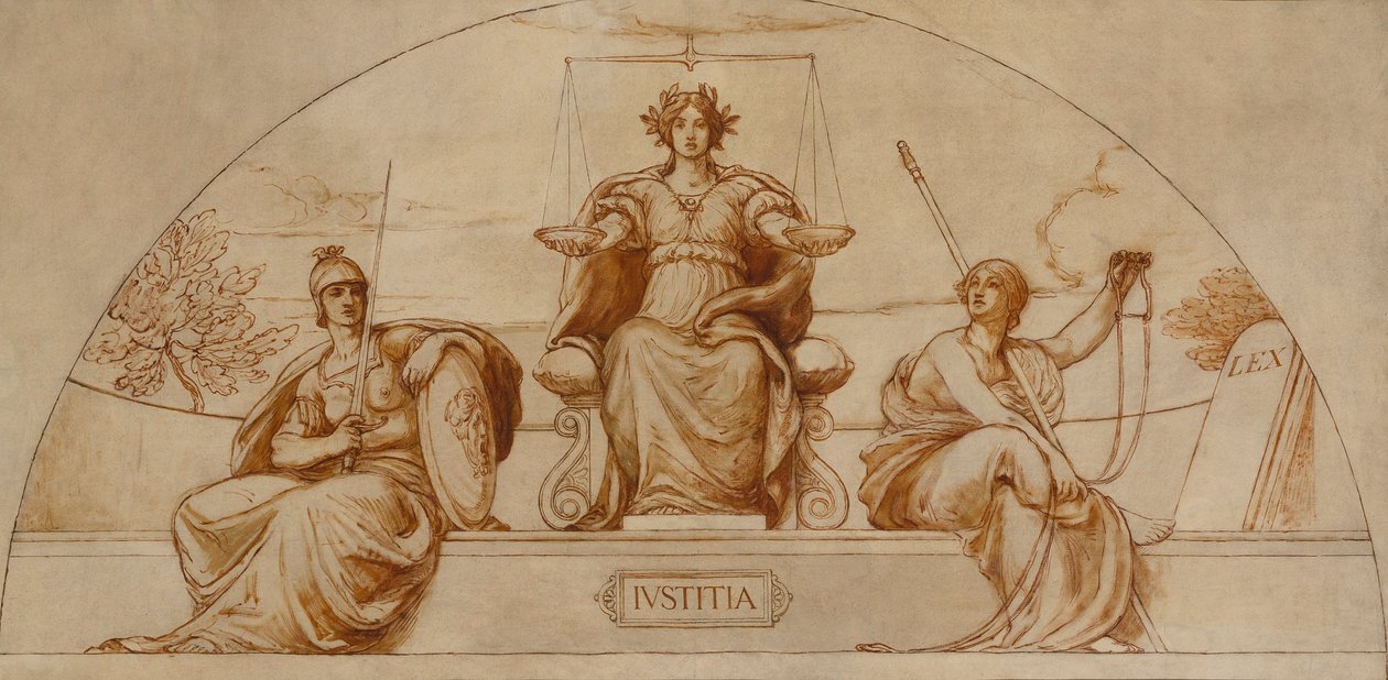 Tegneserie til vægmaleri i Minnesota State Capital, "Institute of Justice" af Kenyon Cox