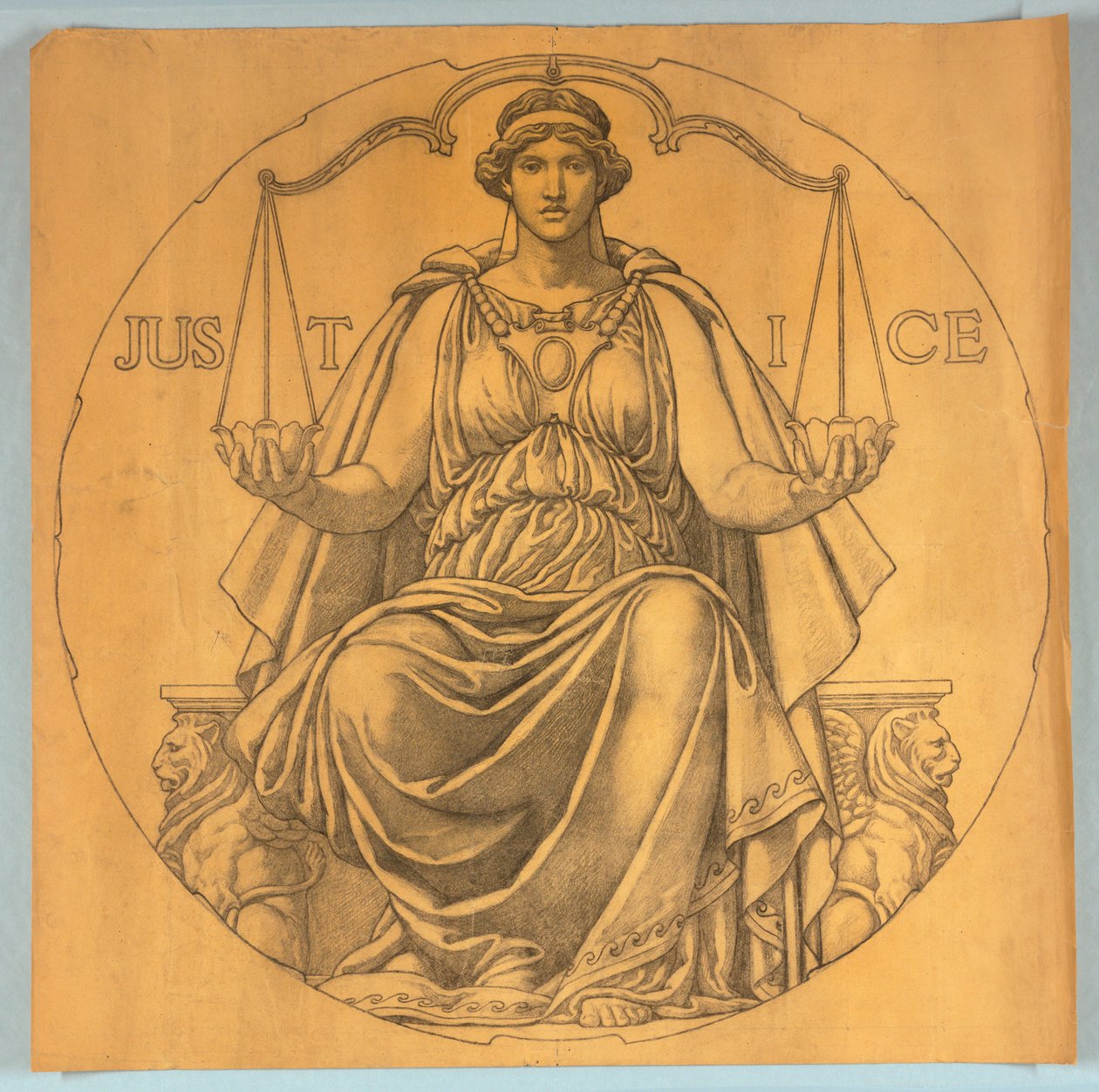 Justice, tegneserie for mosaik i Wisconsin State Capitol Rotunda af Kenyon Cox