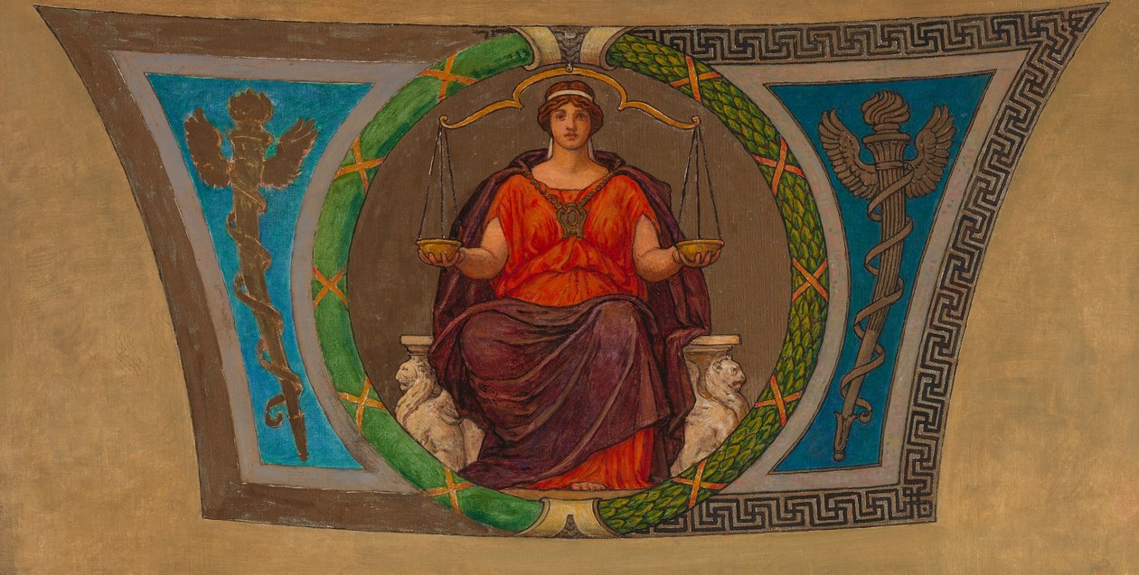 Skitse til Mosaic, Wisconsin State Capital, Justice, ca. 1912. af Kenyon Cox