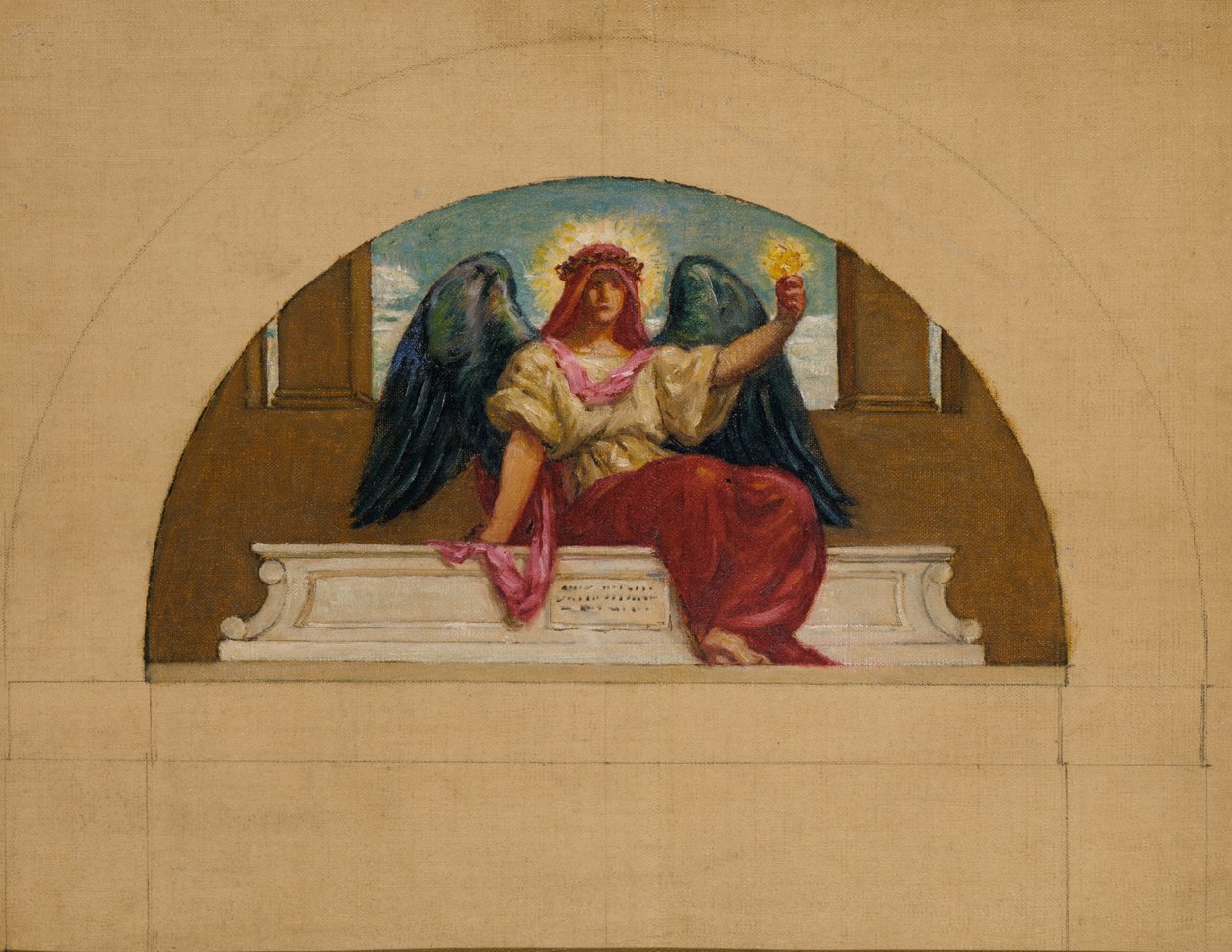 Skitse til vægmaleriet på Oberlin College, The Spirit of Self-Sacrificing Love, ca. 1914. af Kenyon Cox