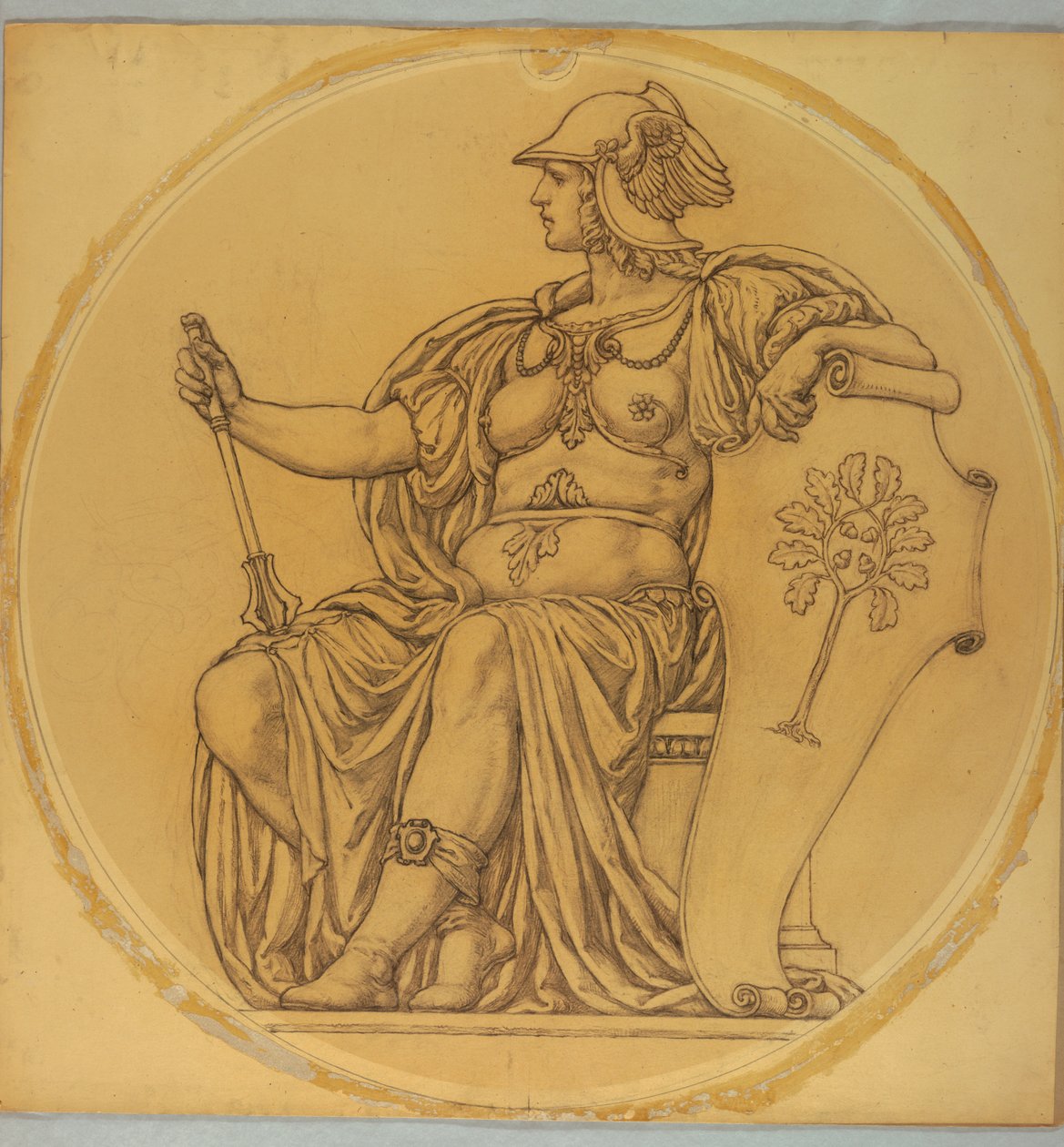 Undersøgelse for "Courage," Lunette i Hudson County Courthouse, Jersey City, NJ af Kenyon Cox