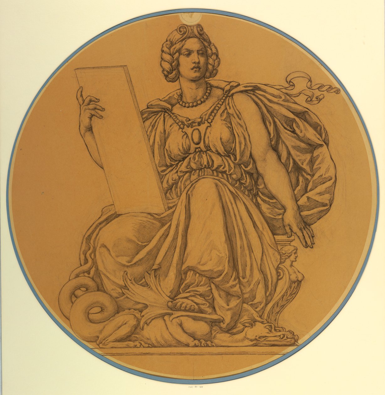 Undersøgelse for "Law," Lunette i Hudson County Courthouse, Jersey City, NJ af Kenyon Cox