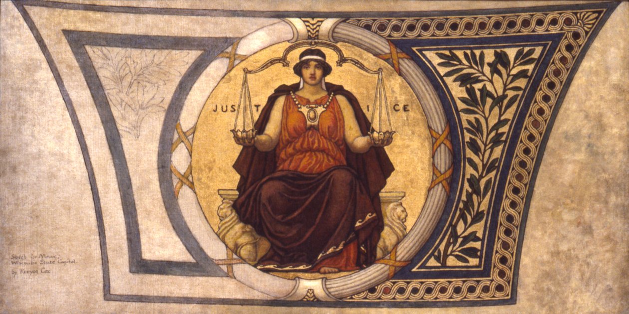 Studie til mosaik, Wisconsin State Capital, "Retfærdighed" af Kenyon Cox