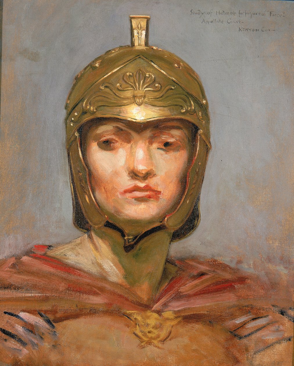 Undersøgelse for Mural for Appellate Court Building, New York, Statute Law, Helmet for Figure of Force, af Kenyon Cox