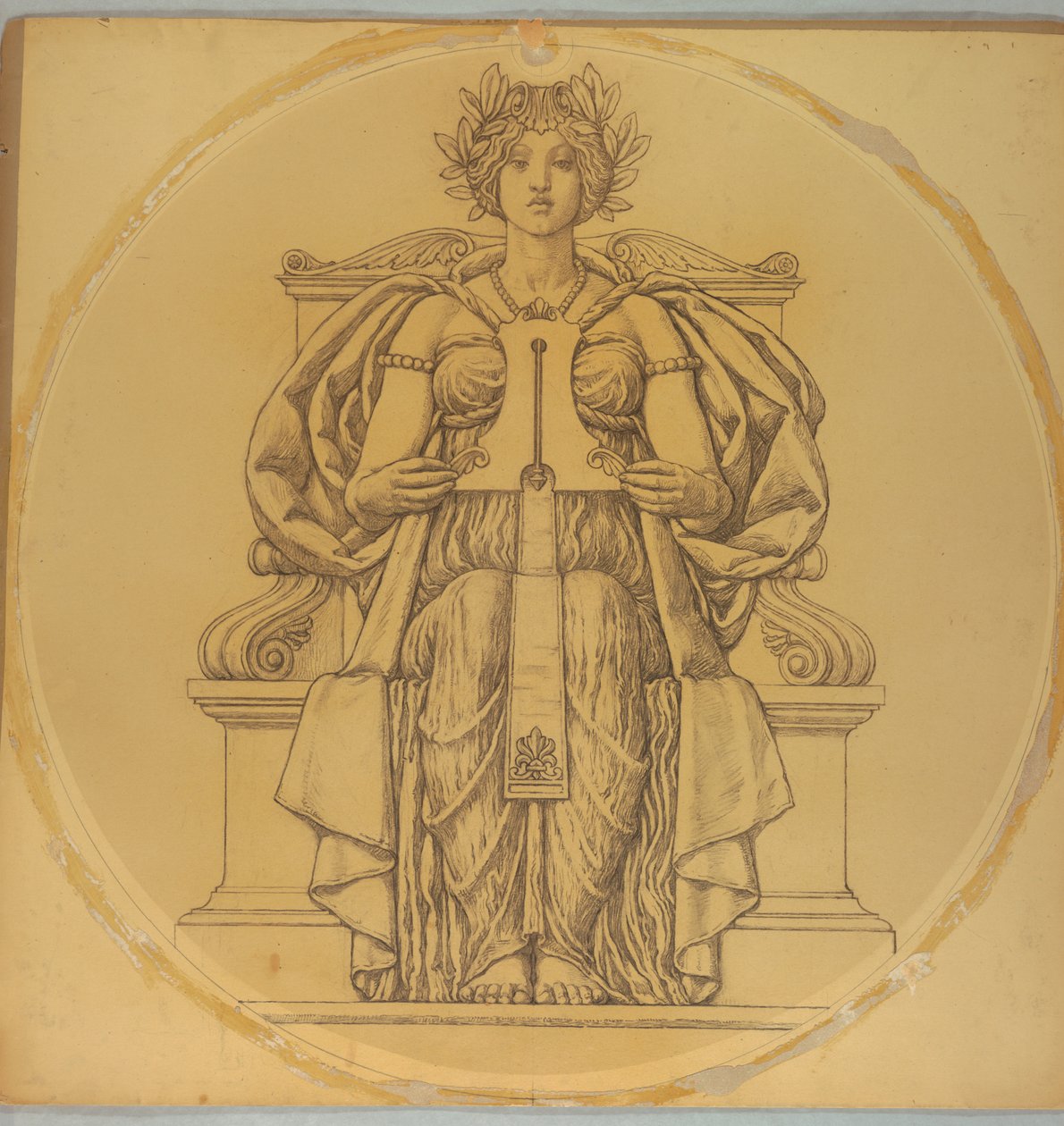 Undersøgelse for "Rectitude," Lunette i Hudson County Courthouse, Jersey City, NJ af Kenyon Cox