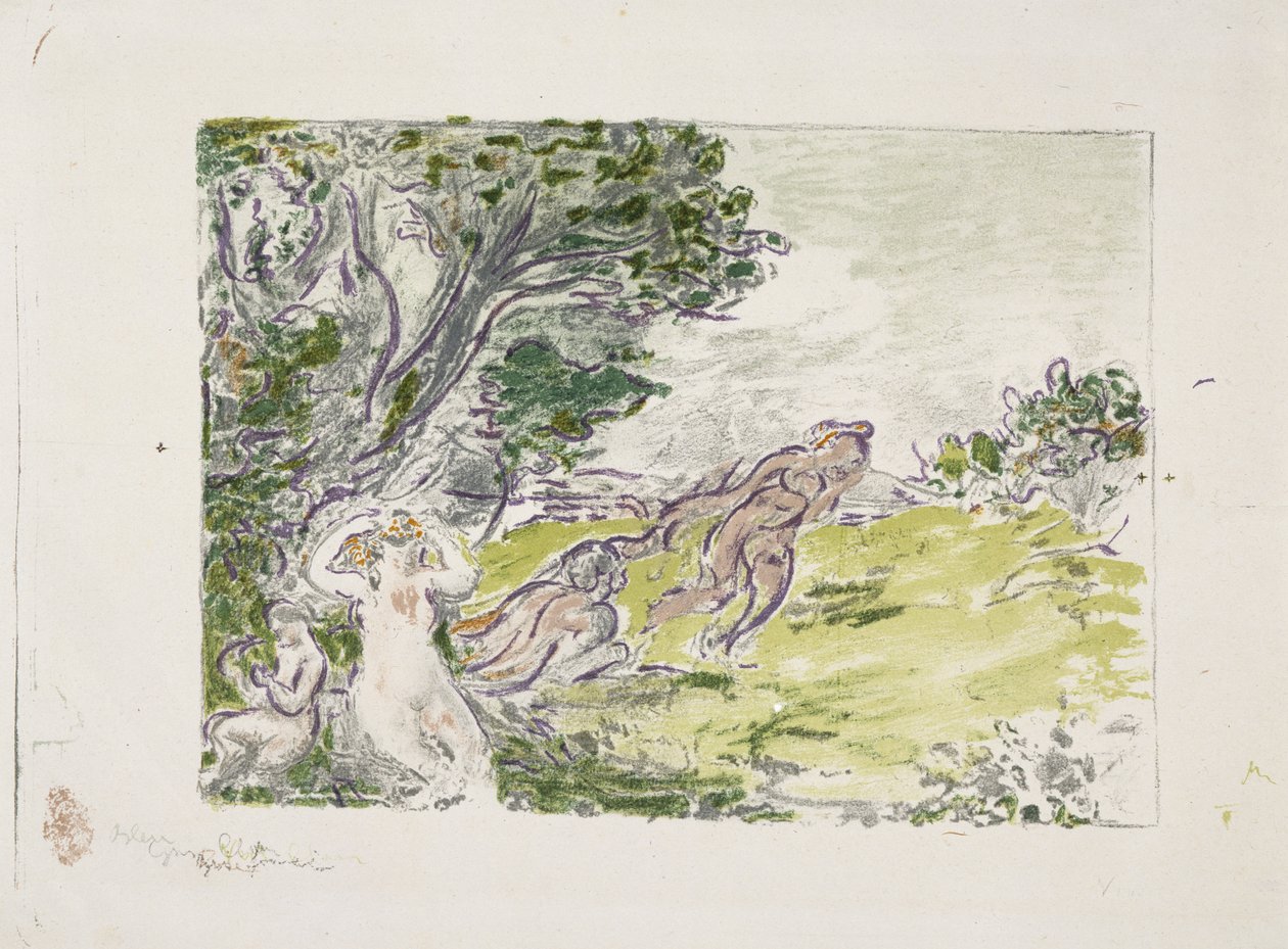 Siddende nymfe under et træ, 1900 (litografi i farver) af Ker Xavier Roussel
