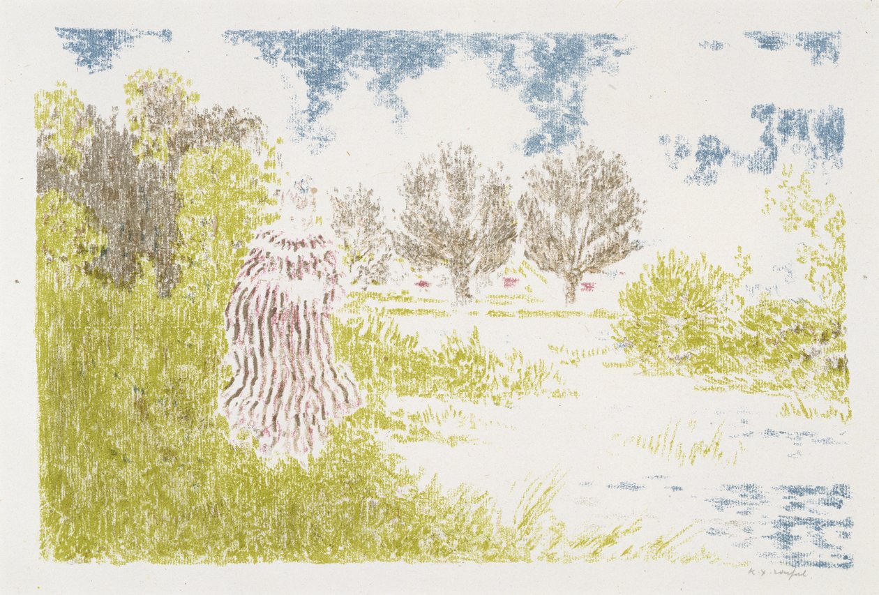 Femme en robe a rayeurs (Kvinde i stribet kjole), 1899-1900 (litografi i farver) af Ker Xavier Roussel