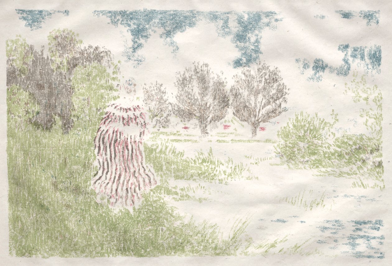 Landscapes: Woman in a Striped Dress Landscape: Woman in a Striped Dress, 1898. af Ker Xavier Roussel