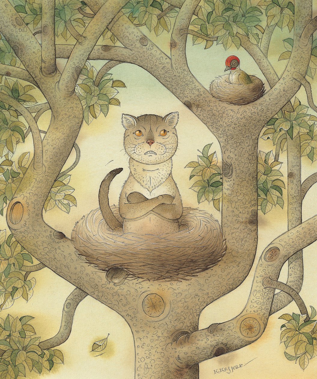 Flying Cat, 1005 (wc på papir) af Kestutis Kasparavicius