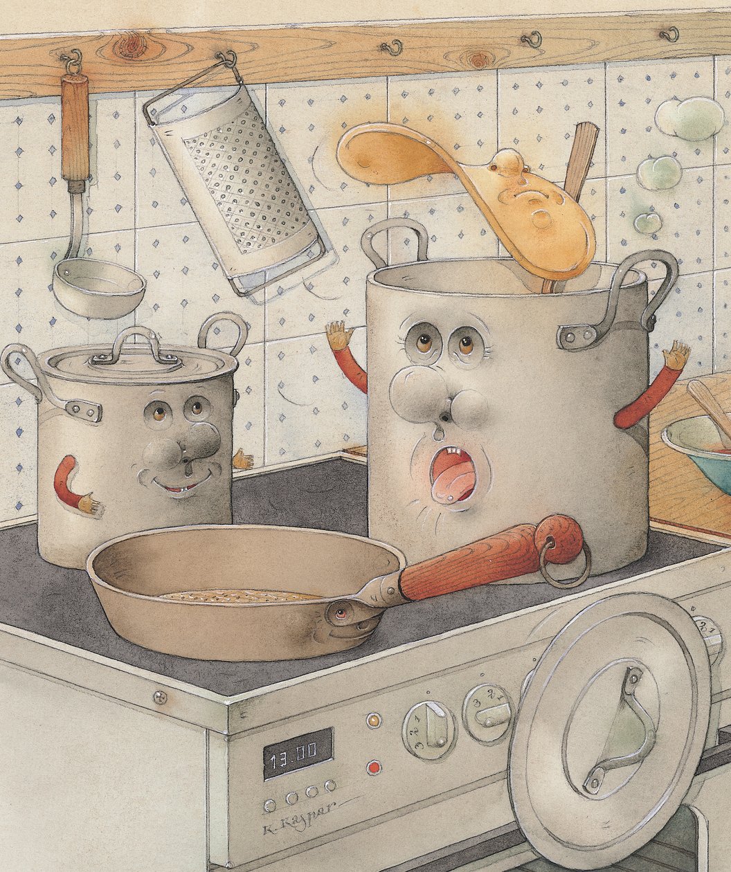 On the Kitchen Range, 2003 (wc på papir) af Kestutis Kasparavicius