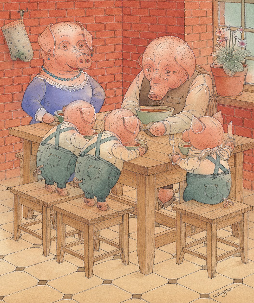Svin, 2005 (wc på papir) af Kestutis Kasparavicius