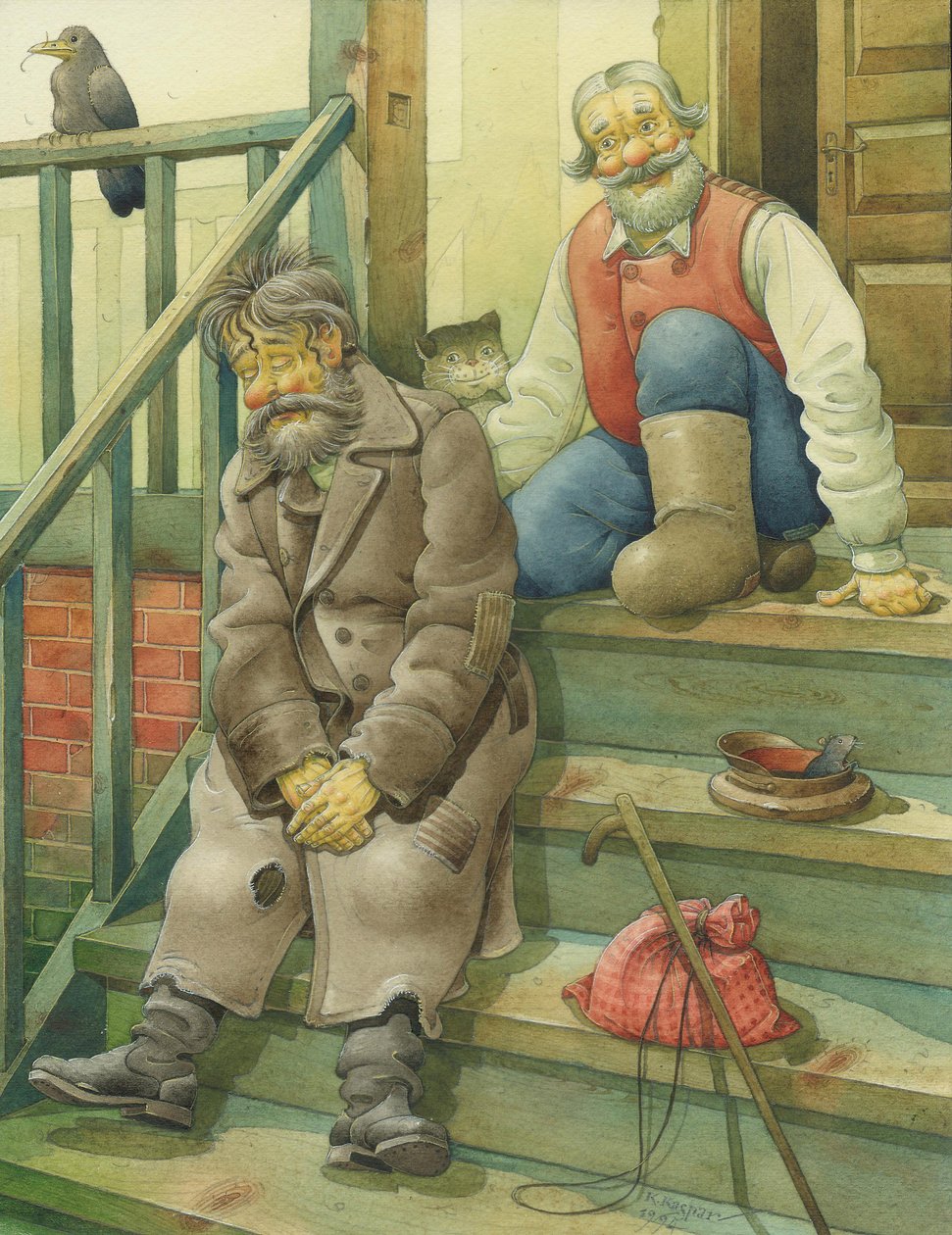Russian Scene 08, 1994 (wc på papir) af Kestutis Kasparavicius