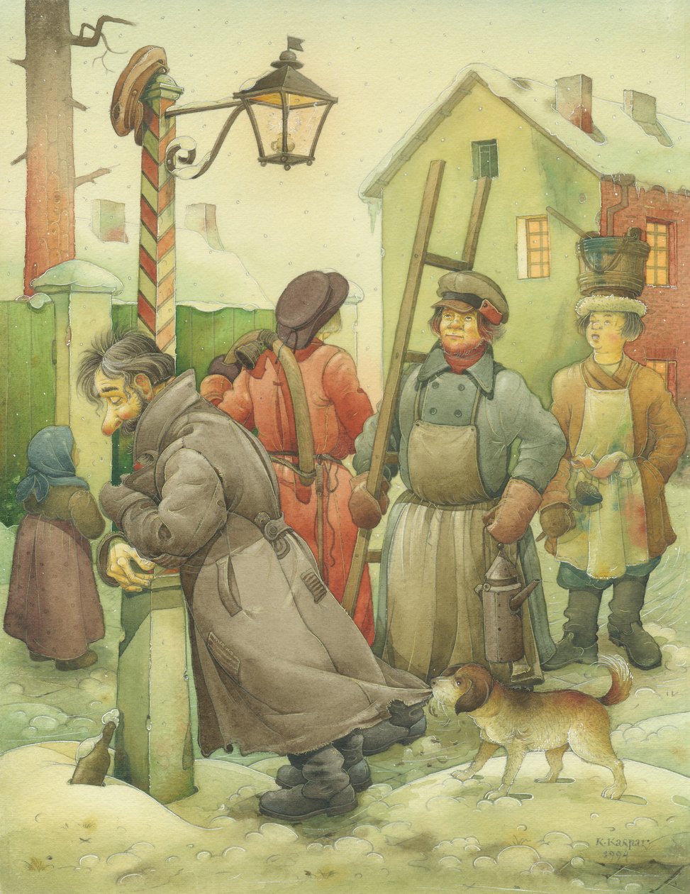 Russian Scene O1, 1994 (wc på papir) af Kestutis Kasparavicius