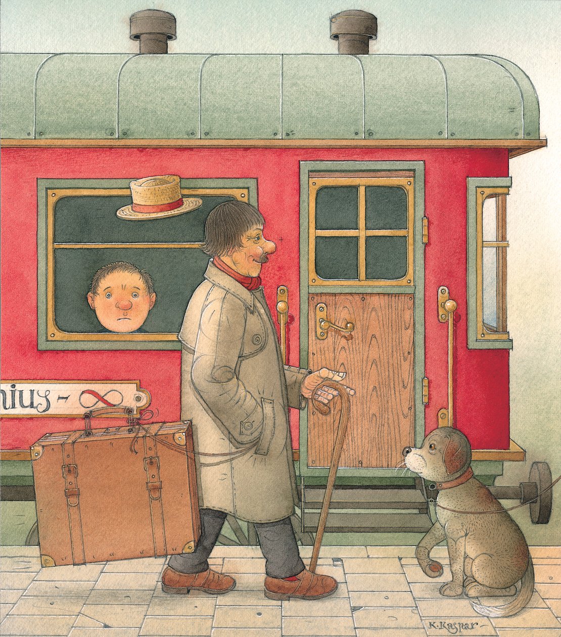 Kuffert, 2006 (wc på papir) af Kestutis Kasparavicius