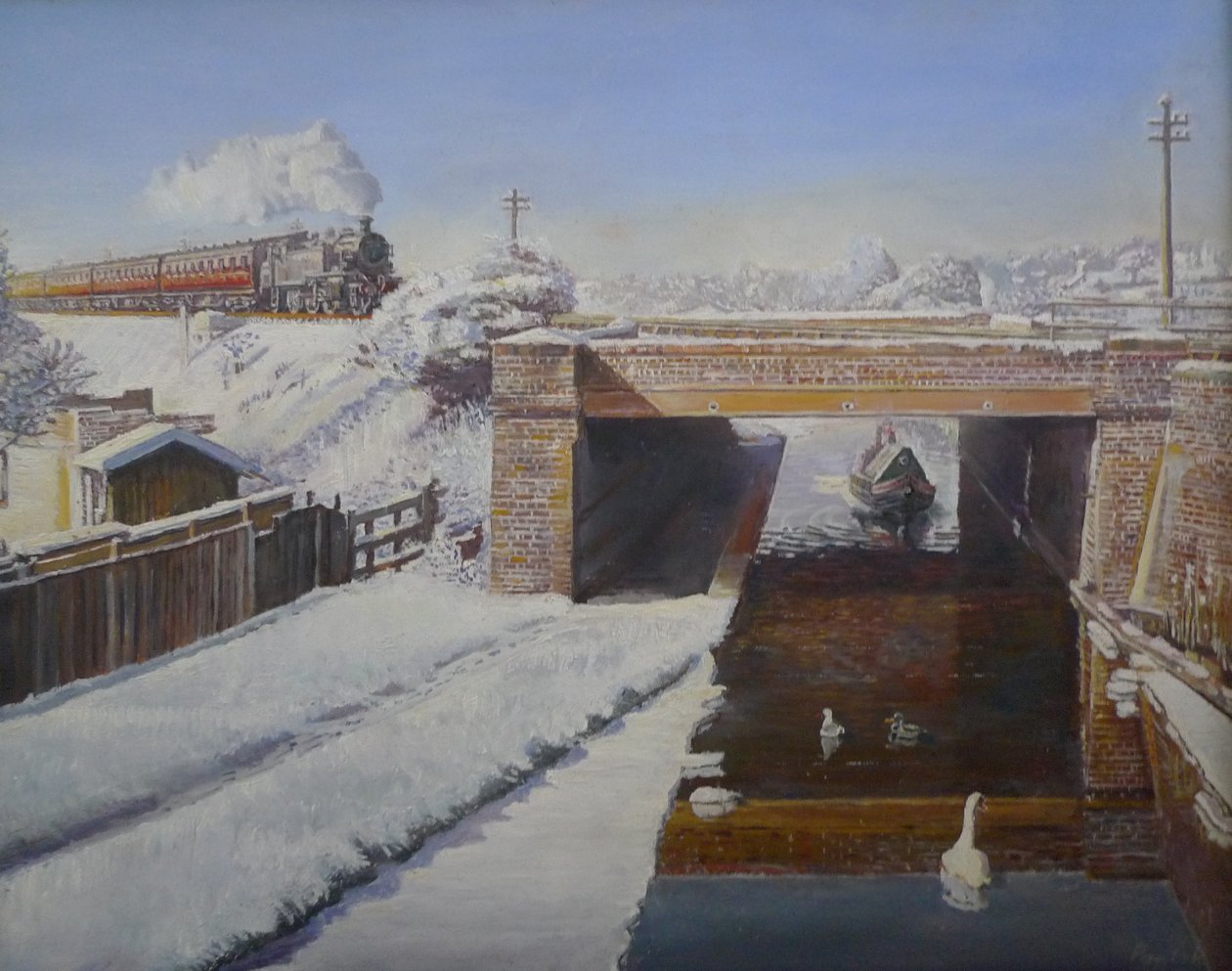 Across the Grand Union, 2008 af Kevin Guild of Railway Artist Parrish