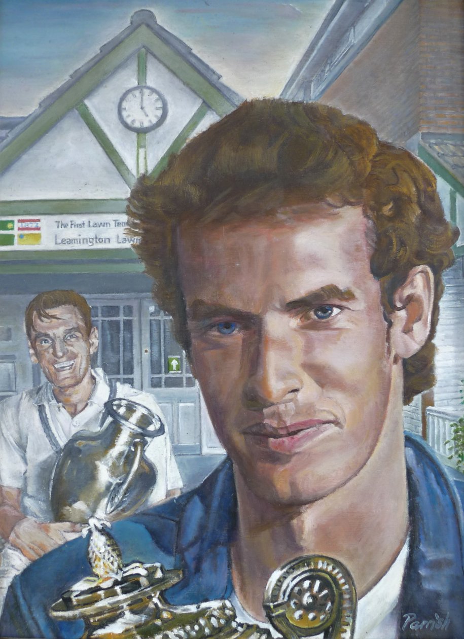 Wimbledon herremestere besøger Leamington Lawn Tennis and Squash Club (maleri) af Kevin Parrish