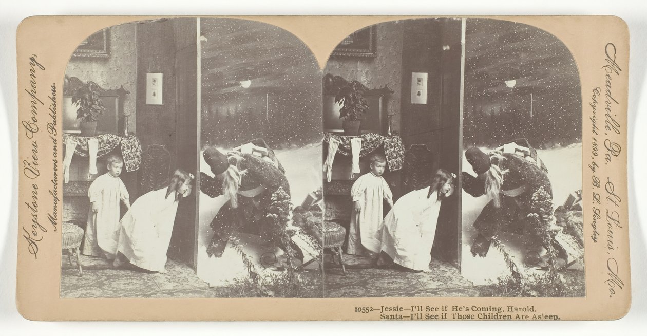 Jessie - Jeg skal se, om han kommer, Harold. Julemanden - jeg vil se, om de børn sover, 1899. af Keystone View Company