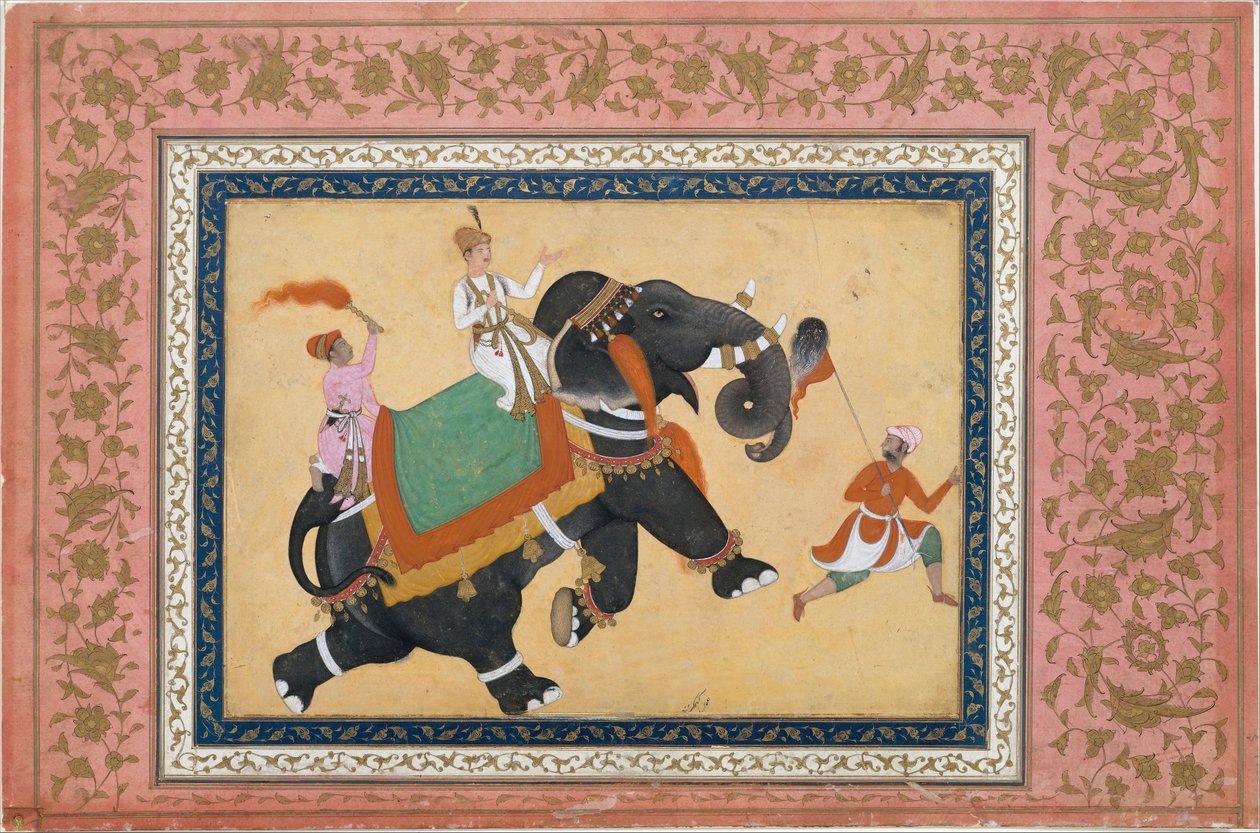 Prince Riding an Elephant, 16.-17. århundrede. af Khem Karan