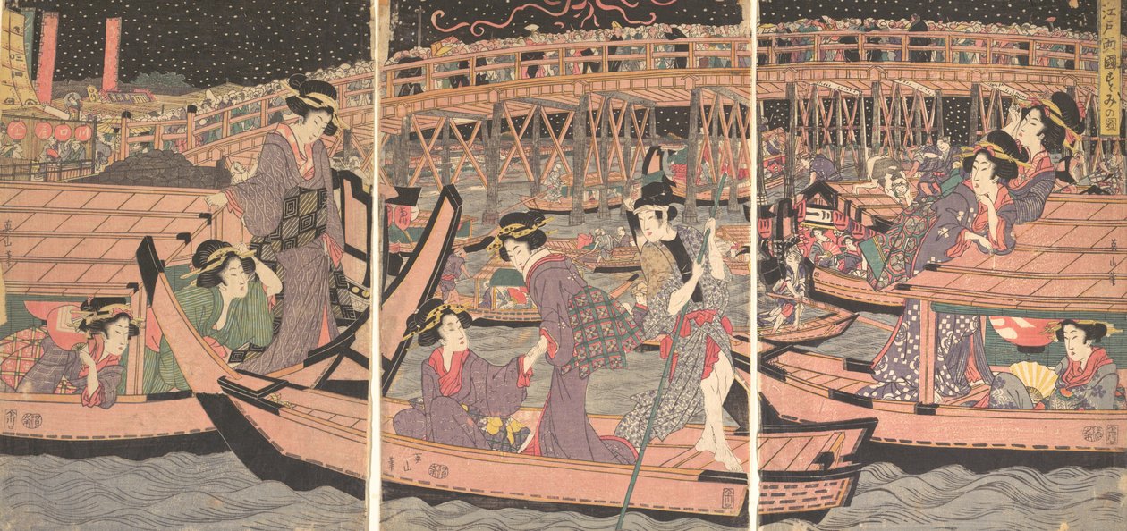 Afkøling ved Ryogoku i Edo, begyndelsen af midten af det 19. århundrede af Kikugawa Eizan