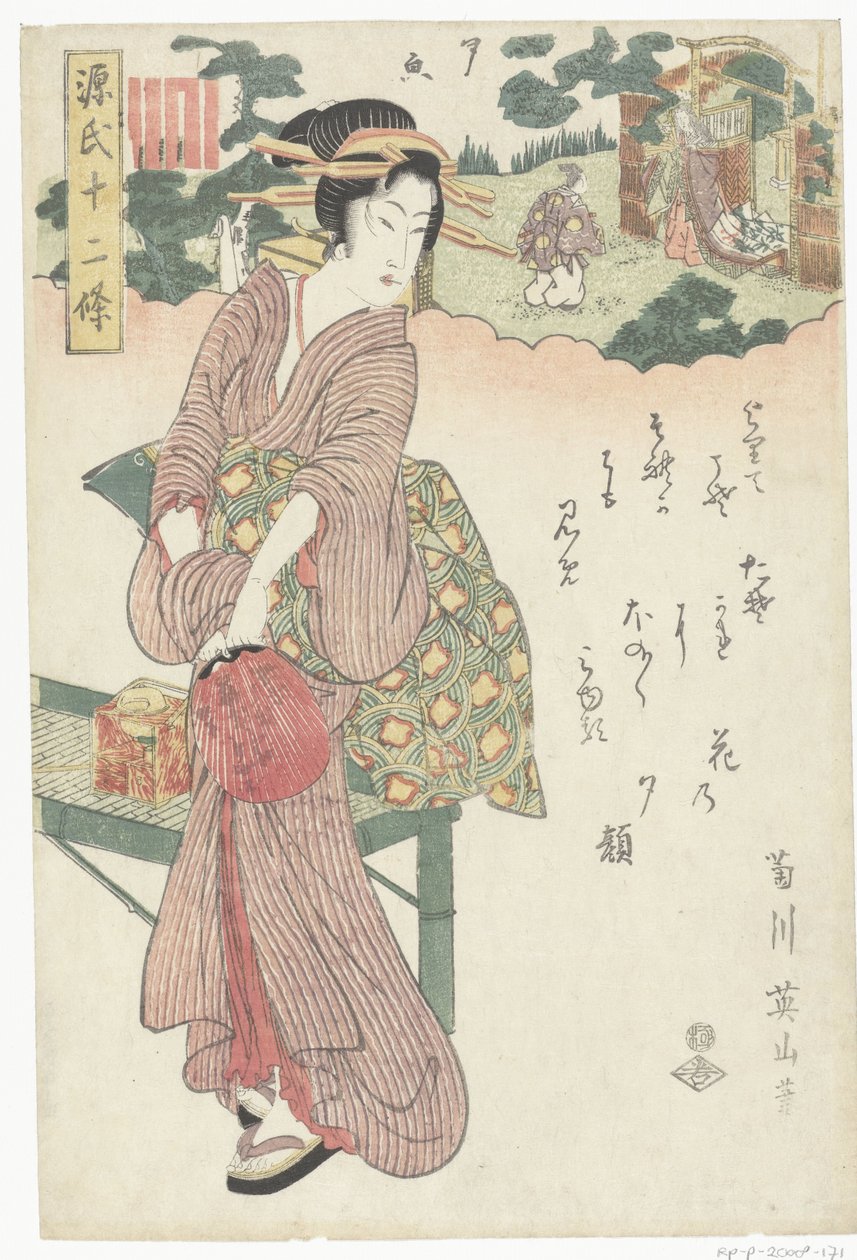 Yugao Tolv kapitler af Genji-historien (serietitel) Genji junijo (serietitel på objekt) af Kikugawa Eizan