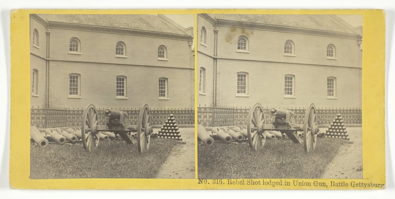 Rebel Shot indgivet i Union Gun, Battle Gettysburg, 185575. Skabere: Kilburn Brothers, BW Kilburn. af Kilburn Brothers, BW Kilburn