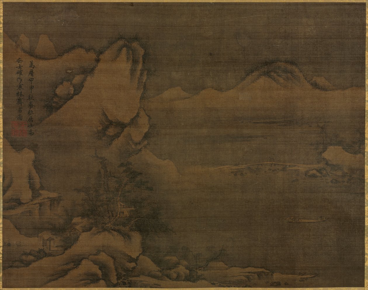 Snelandskab med figurer, 1584. af Kim Si