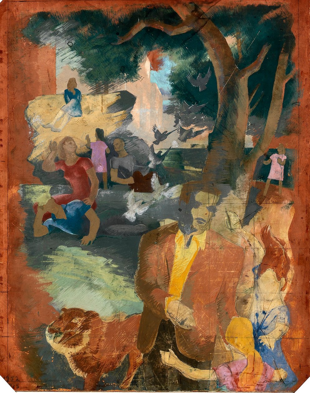 Scener fra New York--Central Park (vægmaleri, Madison Square Postal Station, New York City) af Kindred McLeary