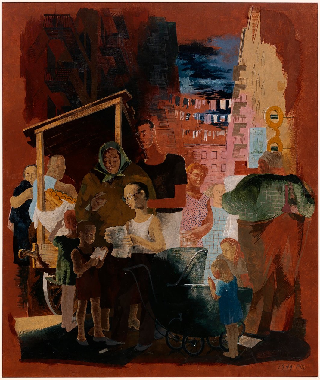 Scener fra New York--Lower East Side (vægmaleri, Madison Square Postal Station, New York City) af Kindred McLeary