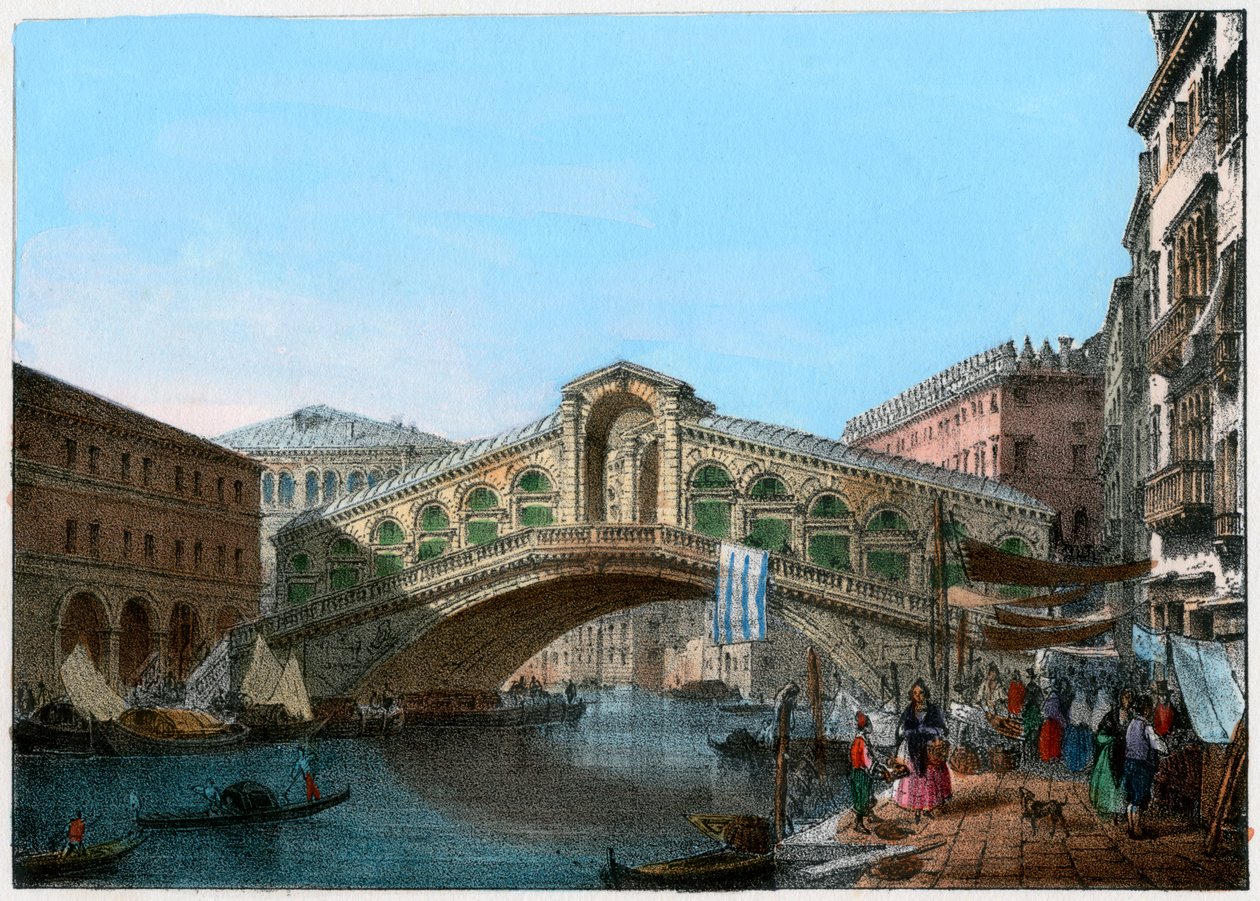 Rialtobroen, Venedig, Italien, 1800-tallet. af Kirchmayn