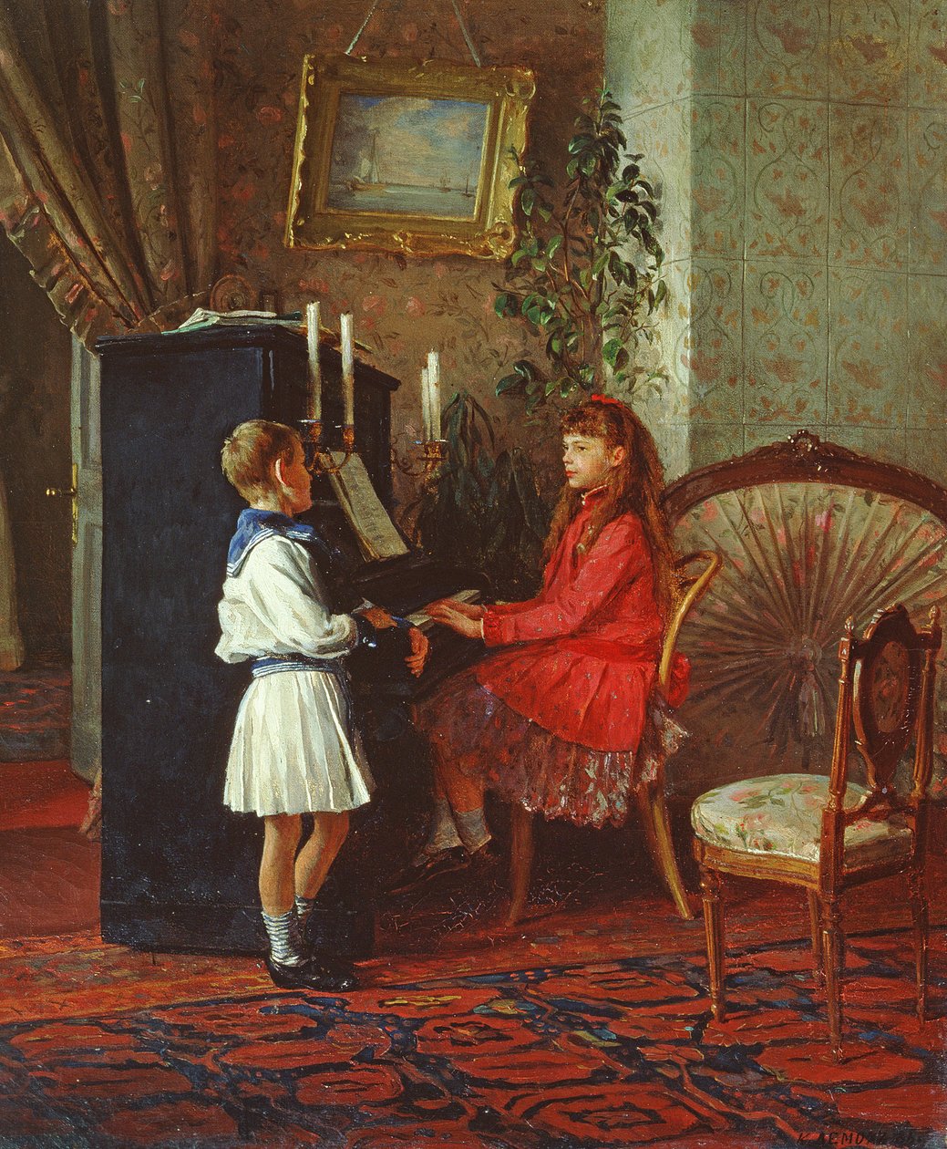 Børn ved klaveret, 1886 af Kirill Vikentevich Lemokh