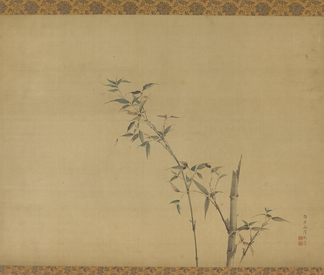 Bambusstængler med grene og løv, Edo-periode, 1800-tallet. af Kishi Ganku