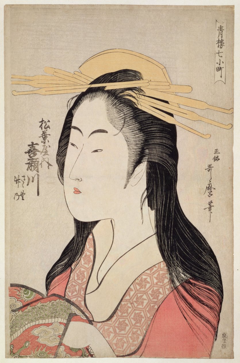 Kisegawa of Matsubaya, fra serien Seven Komachis of Yoshiwara, ca. 1795 (træbloktryk) af Kitagawa Utamaro