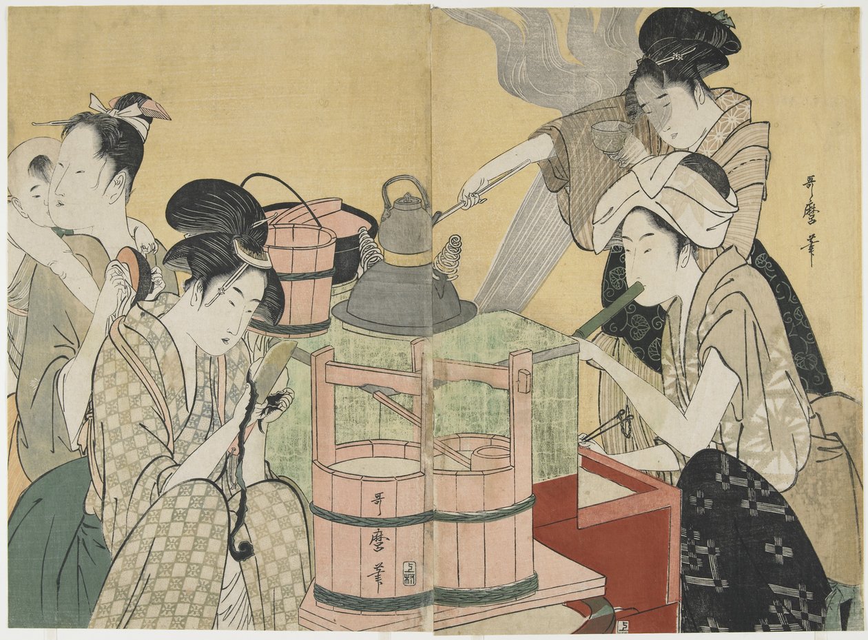 Køkkenscene, 1794-1795 af Kitagawa Utamaro