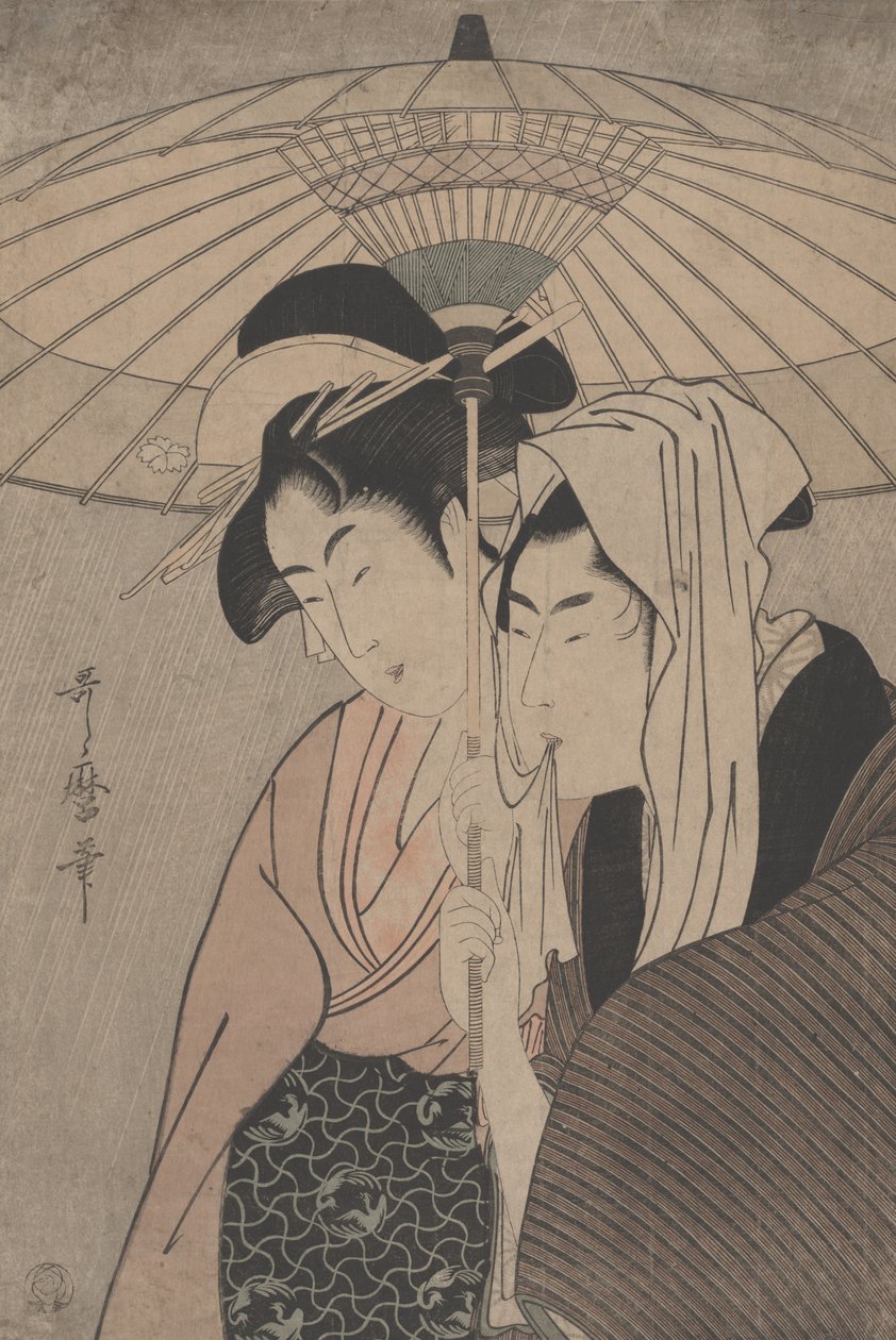 Mand og kvinde under en paraply, 1797 af Kitagawa Utamaro