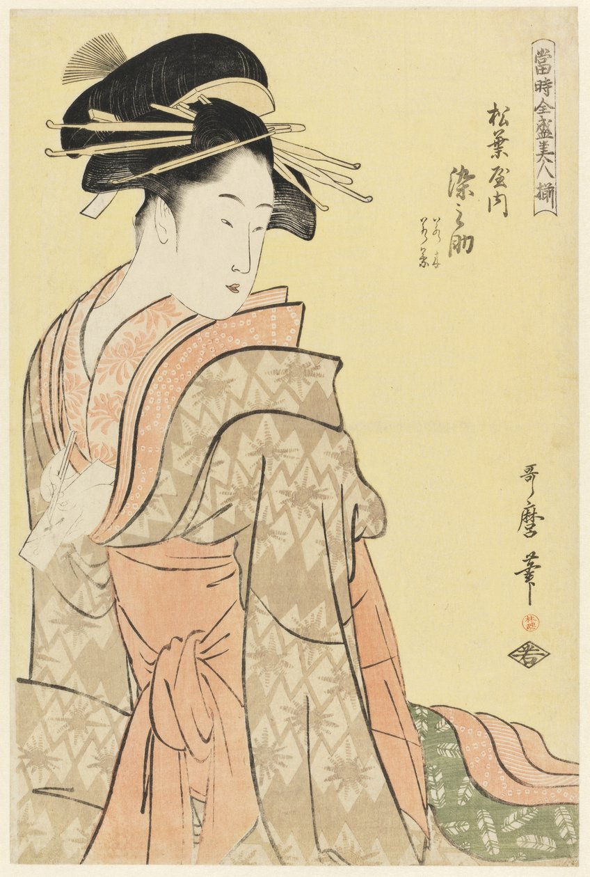 Somenosuke af Matsubaya, fra serien "Array of Supreme Beauties of the Present Day", ca. 1794 (træsnit) af Kitagawa Utamaro