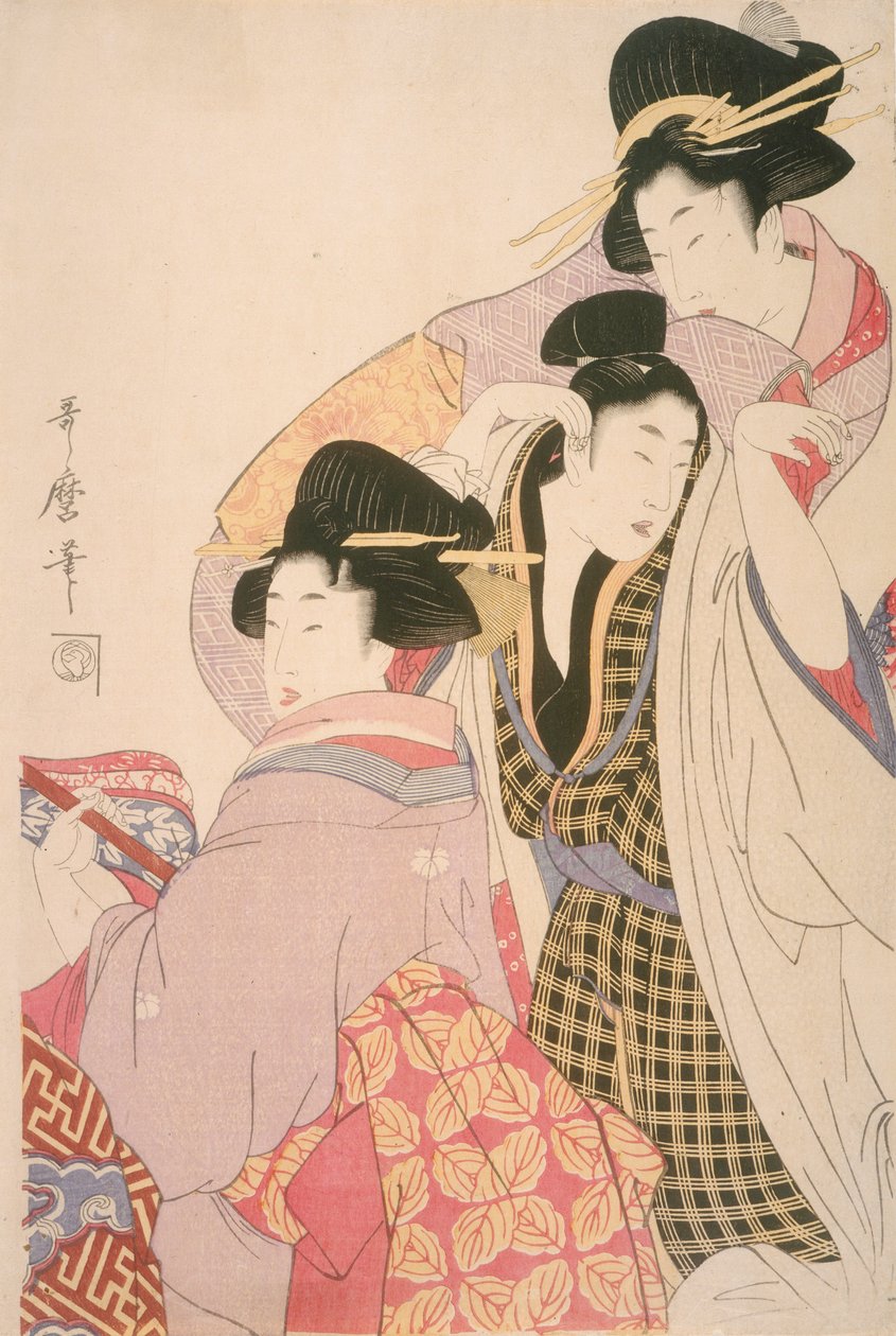 To Geishaer og en Tipsy Client af Kitagawa Utamaro