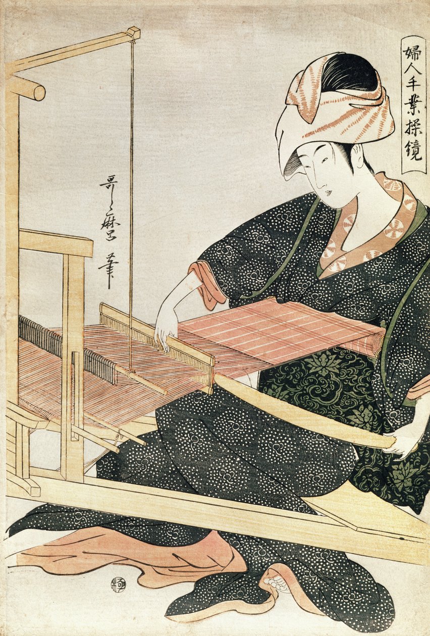 Kvindevævning (træbloktryk) af Kitagawa Utamaro
